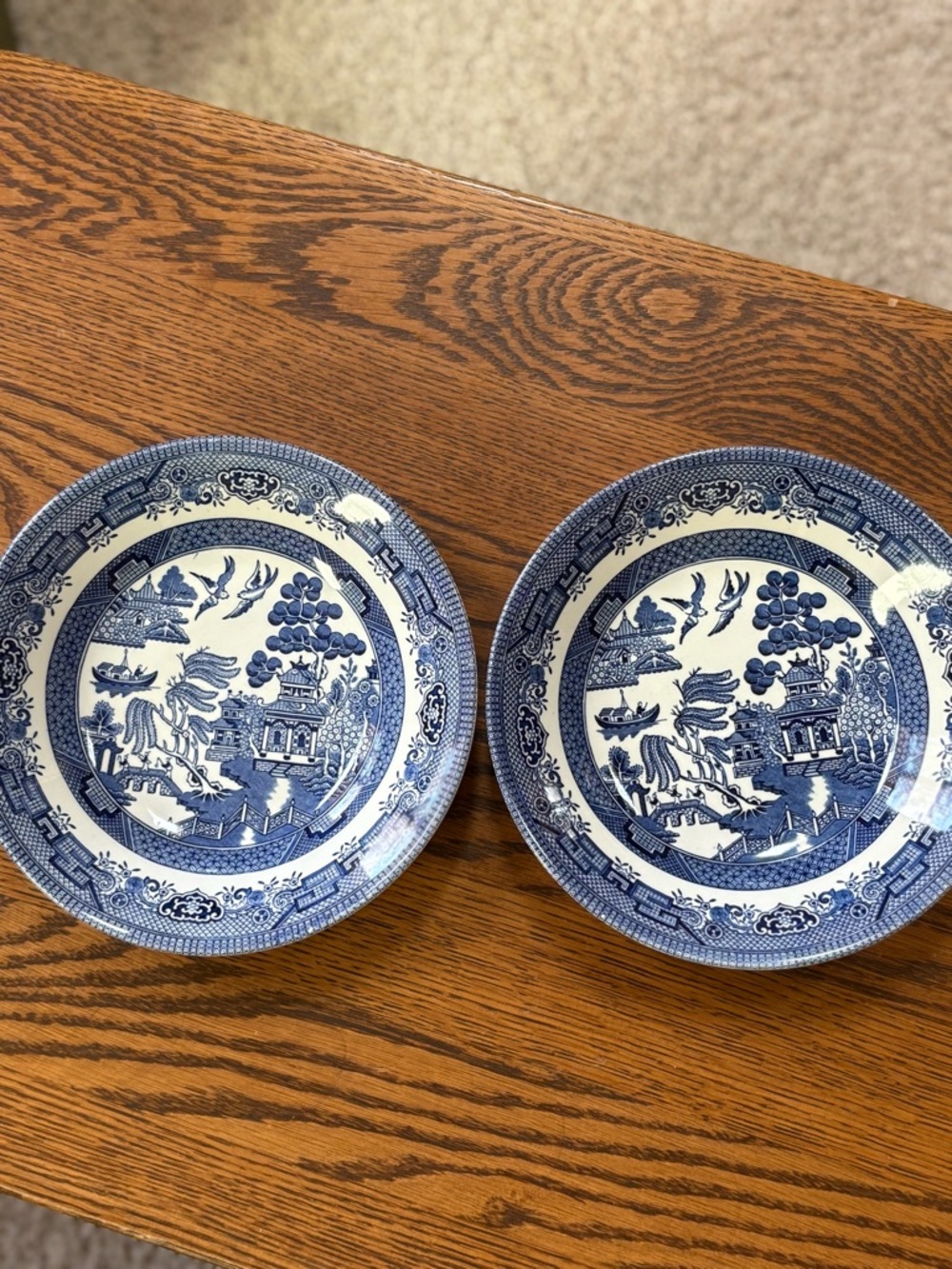 2 Churchill England 8” Soup Pasta Bowls Willow Blue